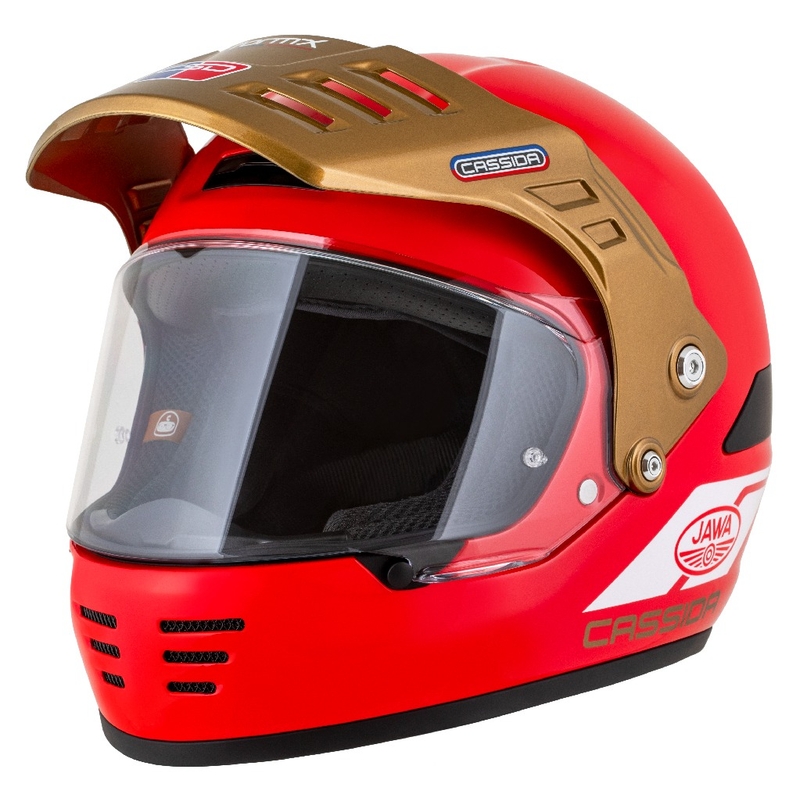 Enduro kaciga Cassida FormX Jawa RotaX crveno-bijelo-zlatna