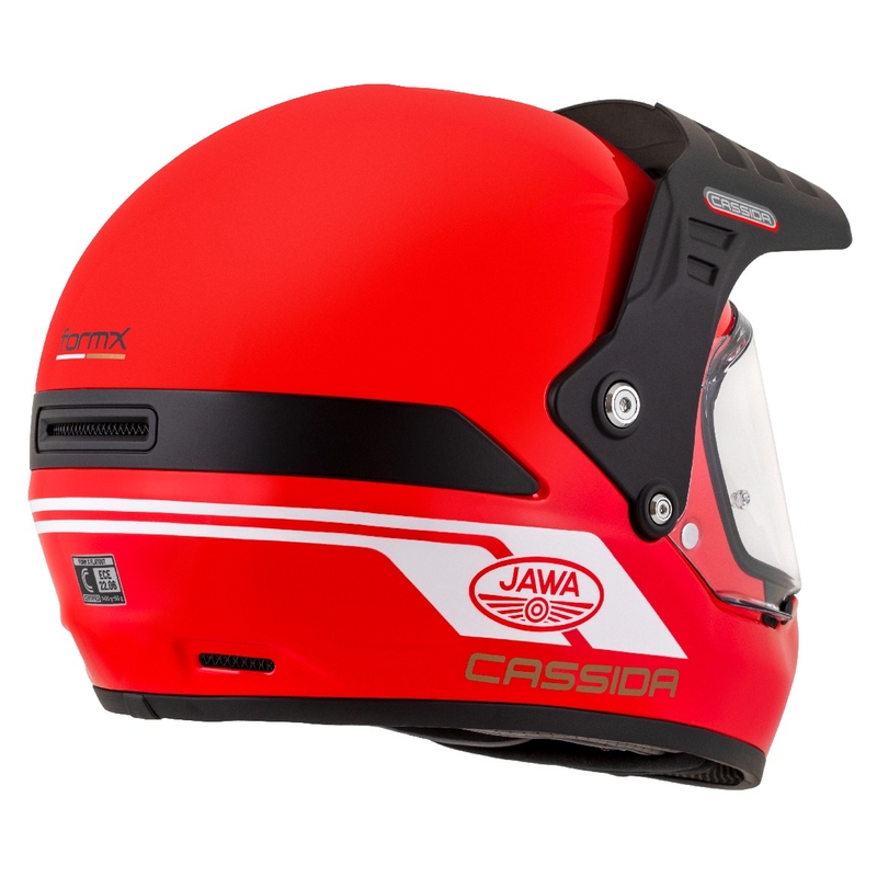 Enduro kaciga Cassida FormX Jawa RotaX crveno-bijelo-zlatna