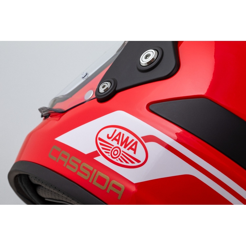 Enduro kaciga Cassida FormX Jawa RotaX crveno-bijelo-zlatna
