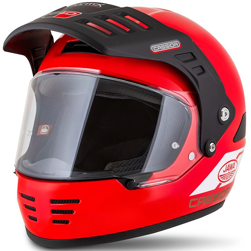 Enduro kaciga Cassida FormX Jawa RotaX crveno-bijelo-zlatna