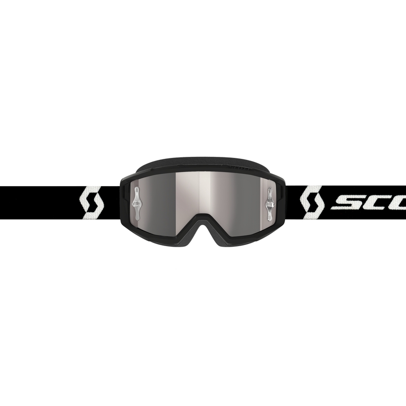 SCOTT Primal CH motocross naočale crno-bijele s krom srebrnim pleksiglasom