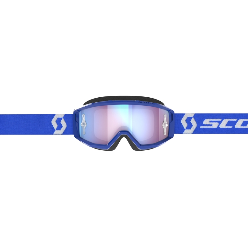 Motocross naočale SCOTT Primal CH plavo-bijele s krom plavim pleksiglasom
