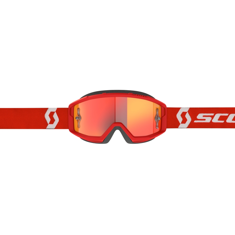 Motocross naočale SCOTT Primal CH crveno-bijele s krom narančastim pleksiglasom