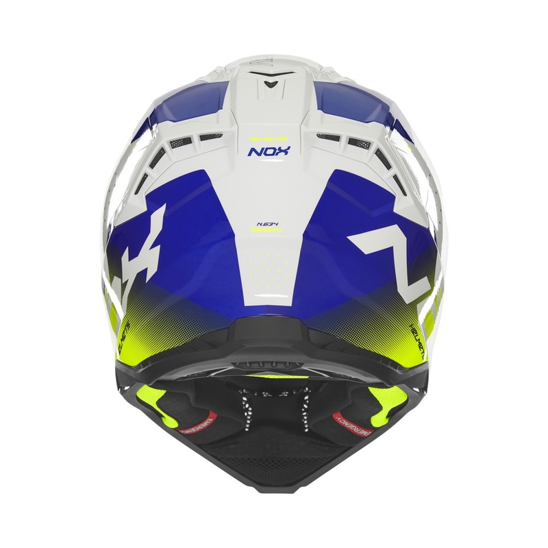 Motocross kaciga NOX N634 bijelo-plava-fluo žuta
