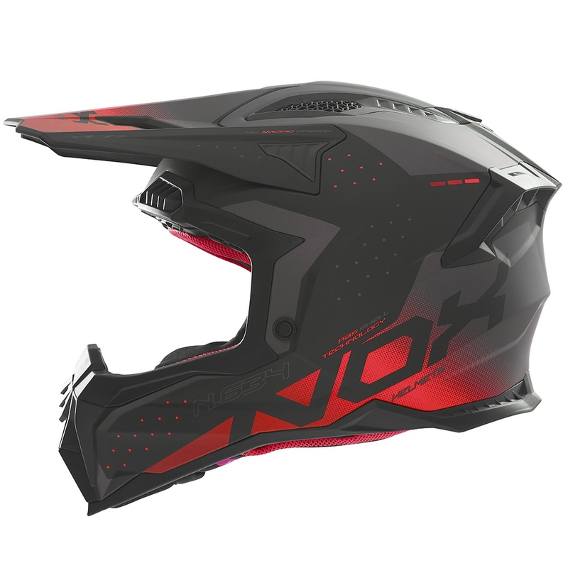 Motocross kaciga NOX N634 mat crno-crvena