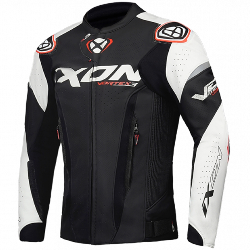 Kožna motoristička jakna IXON Vortex 3 crno-bijela