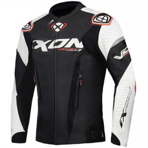 Kožna motoristička jakna IXON Vortex 3 crno-bijela
