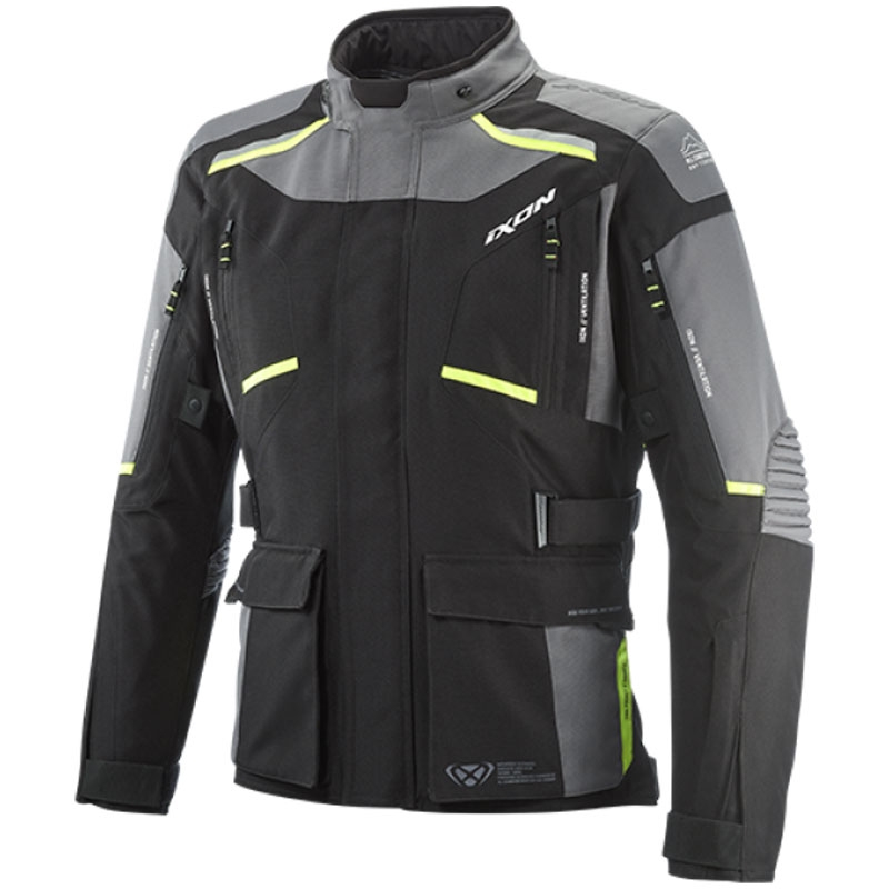 Motociklistička jakna IXON Midgard crna-siva-fluo žuta