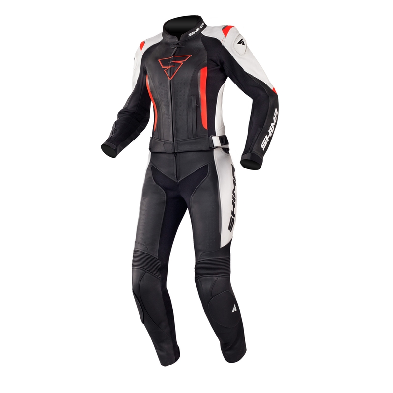 Žensko moto odijelo Shima Miura crno-bijelo-fluo crveno rasprodaja