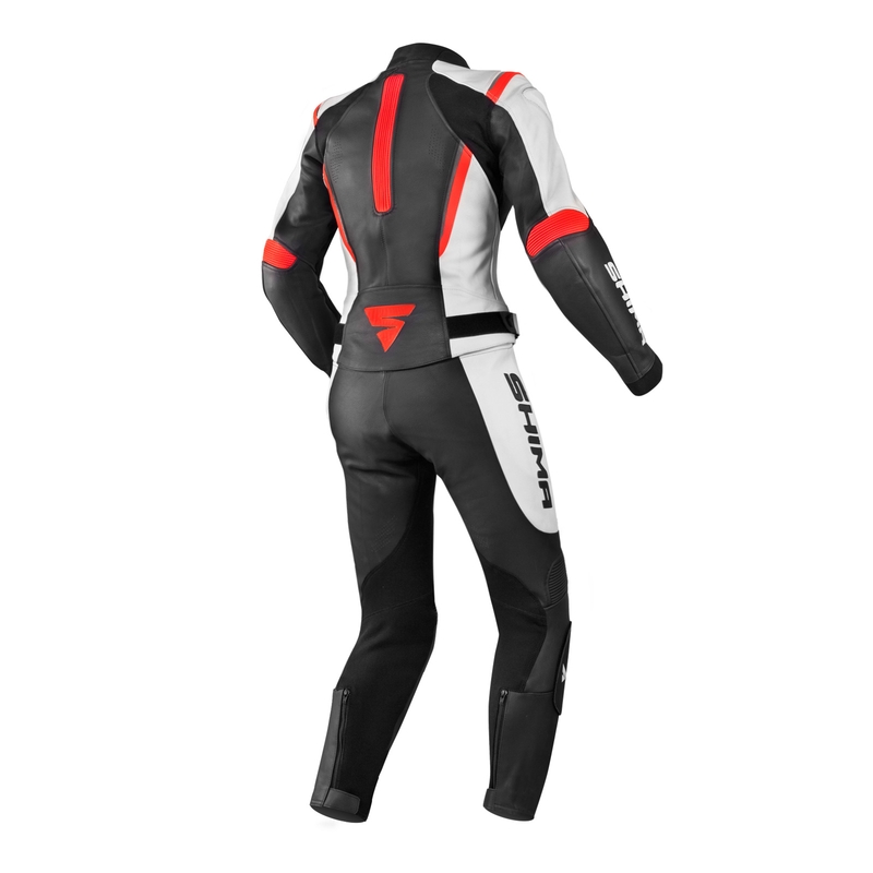 Žensko moto odijelo Shima Miura crno-bijelo-fluo crveno rasprodaja