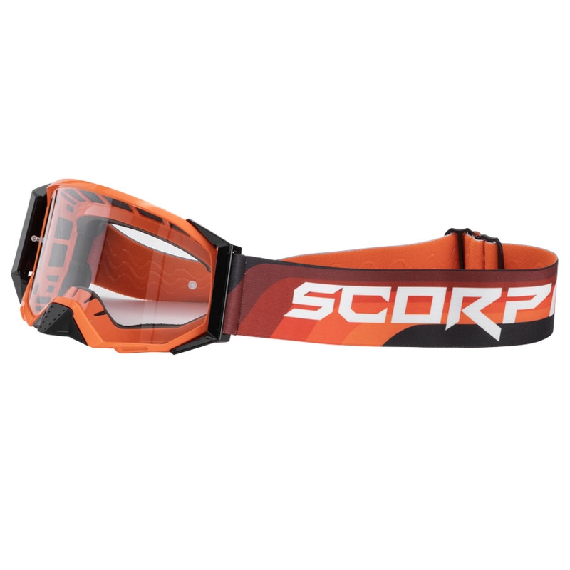 Naočale za motocross Scorpion E24 narančasto-crne s prozirnim pleksiglasom