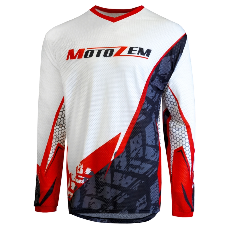 Motokros dres MotoZem Ground MX bijelo-crno-crveni