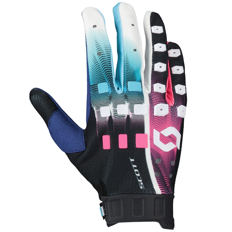 SCOTT Podium PRO motocross rukavice plavo-roze