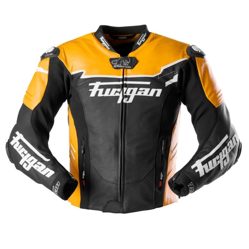 Furygan Signature 55 kožna motoristička jakna crno-žuta