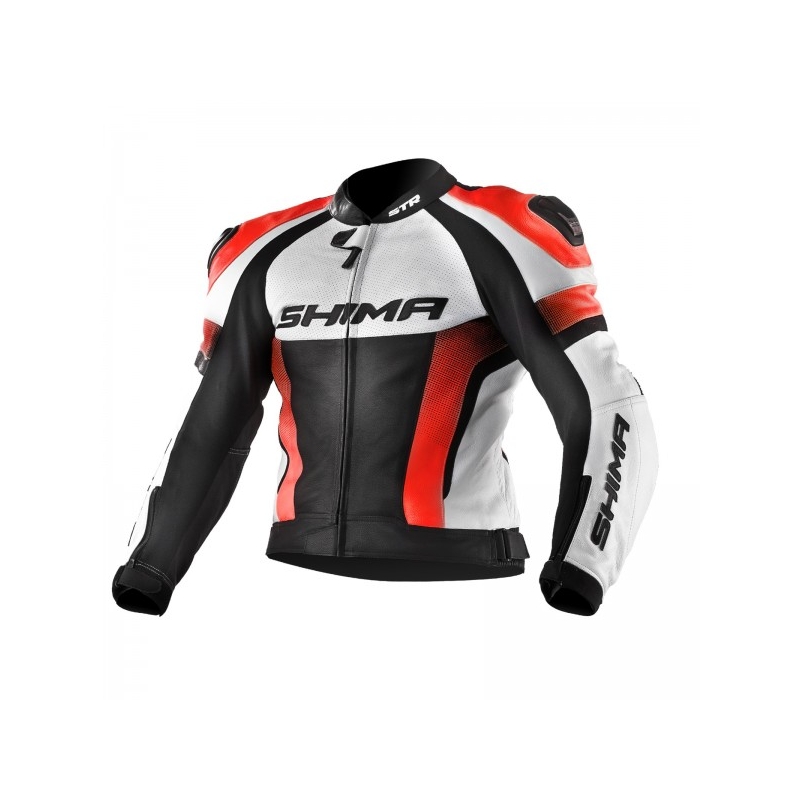 Motoristička jakna Shima STR crno-bijela-fluo crvena rasprodaja