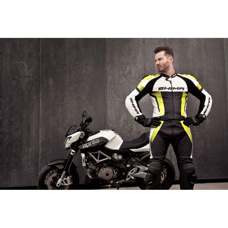 Shima STR motociklističko odijelo crno-bijelo-fluo žuto rasprodaja