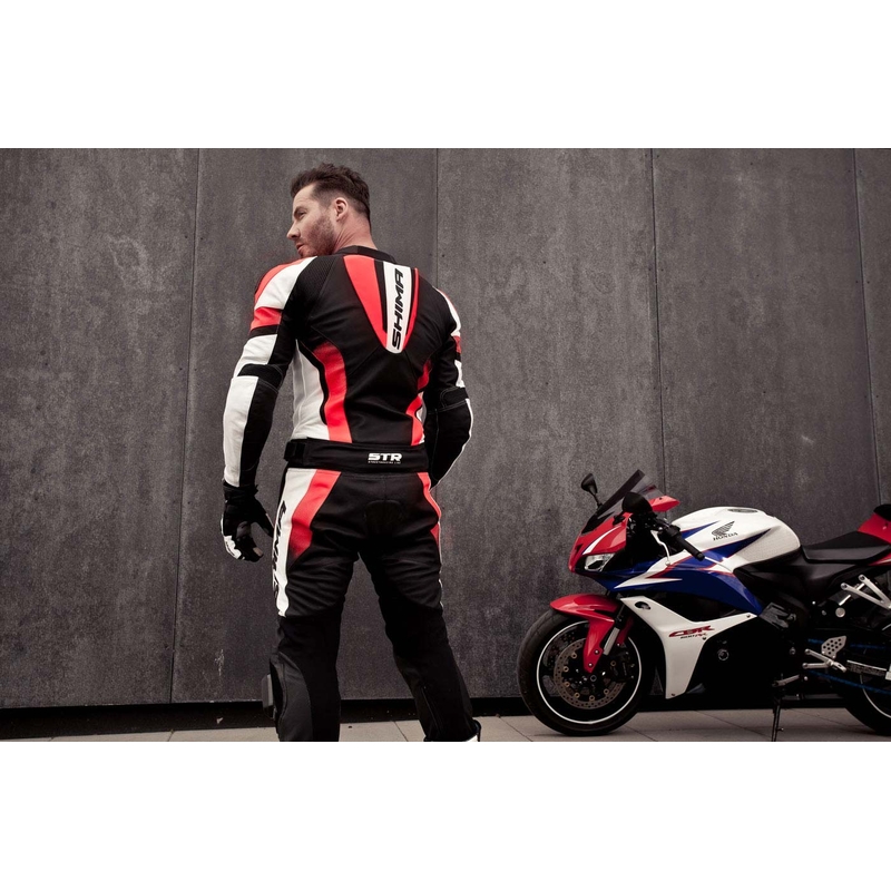 Shima STR motociklističko odijelo crno-bijelo-fluo crveno rasprodaja