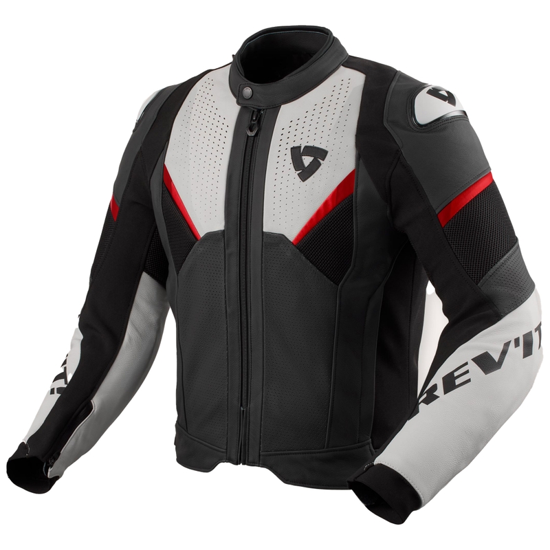 Revit Automate kožna motoristička jakna crno-svijetlo siva