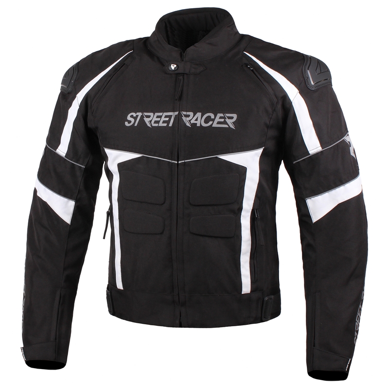 Motociklistička jakna Street Racer Spark crno-bijela