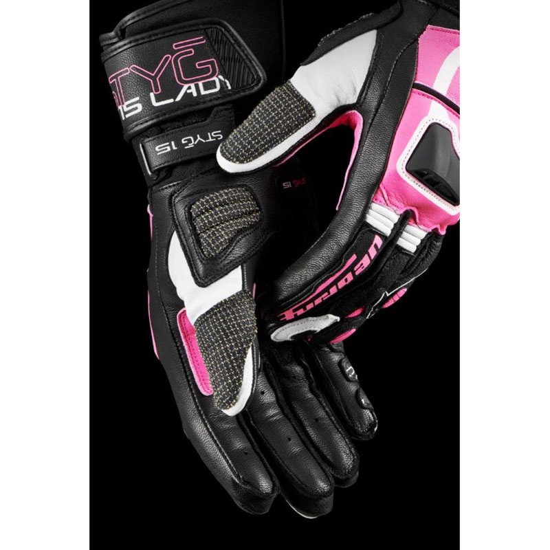 Ženske motorističke rukavice Furygan Styg 15 Lady crno-roze