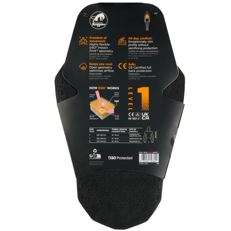 Furygan Full Back Fury D3O® Ghost™ štitnik za leđa razine 1