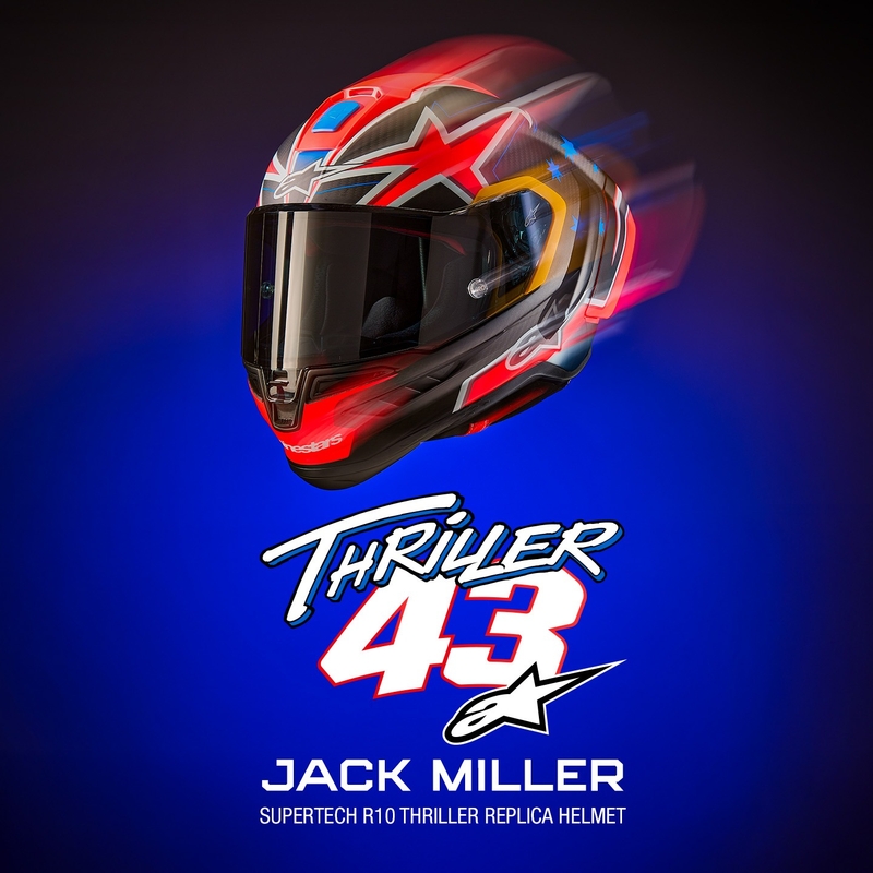 Alpinestars Supertech R10 ograničeno izdanje Jack Miller motociklistička kaciga s punim licem Mat Carbon crveno-plavo-žuto-bijela