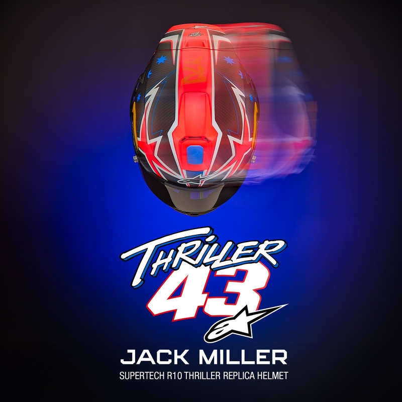 Alpinestars Supertech R10 ograničeno izdanje Jack Miller motociklistička kaciga s punim licem Mat Carbon crveno-plavo-žuto-bijela