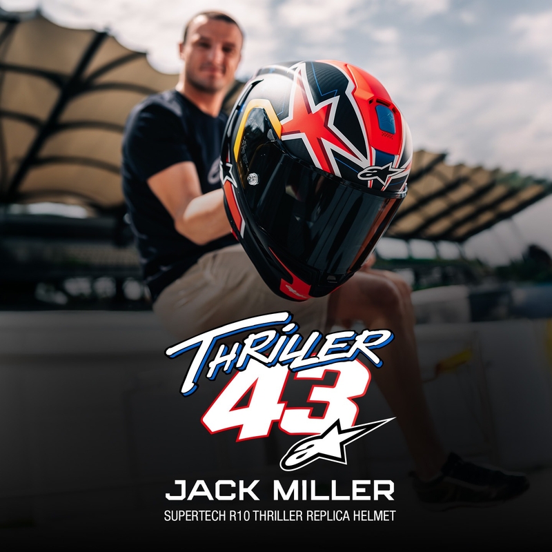 Alpinestars Supertech R10 ograničeno izdanje Jack Miller motociklistička kaciga s punim licem Mat Carbon crveno-plavo-žuto-bijela