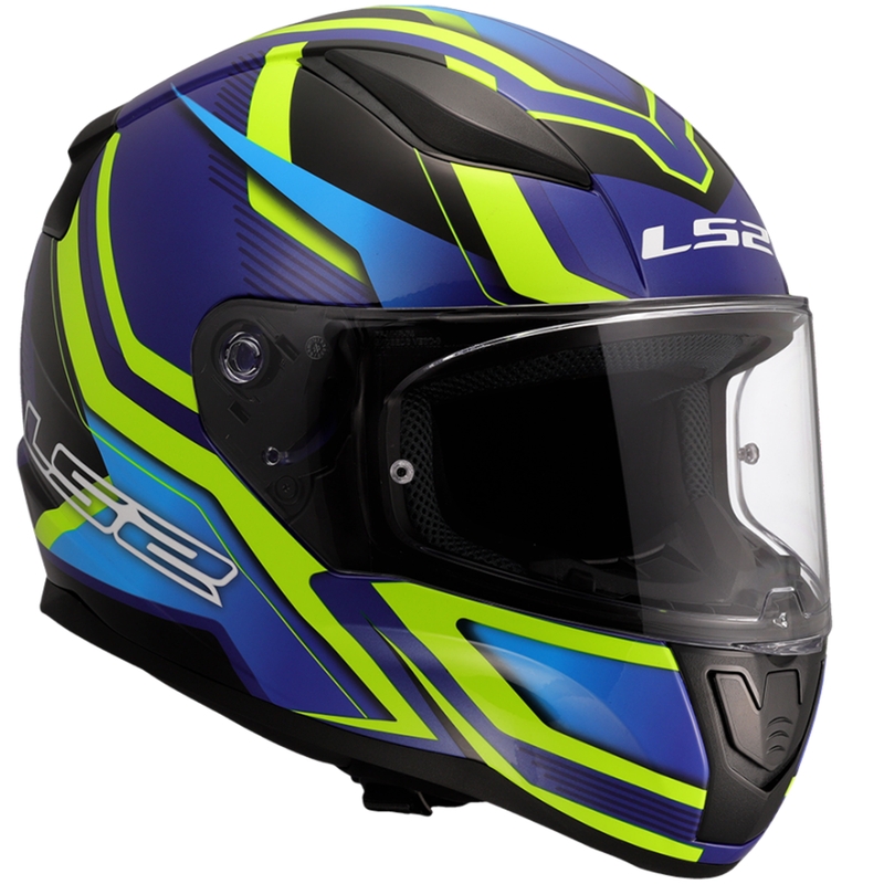 Motociklistička kaciga koja pokriva cijelo lice LS2 FF353 Rapid II Flitz fluo žuto-plava