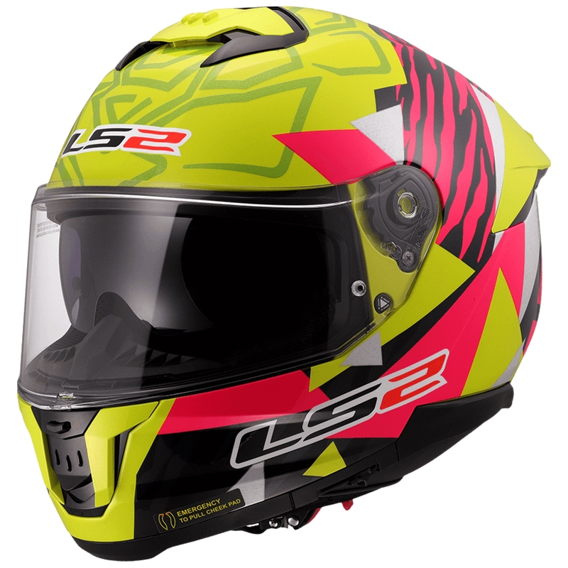 Motociklistička kaciga koja pokriva cijelo lice LS2 FF808 Stream II Tiger fluo žuto-ružičasta