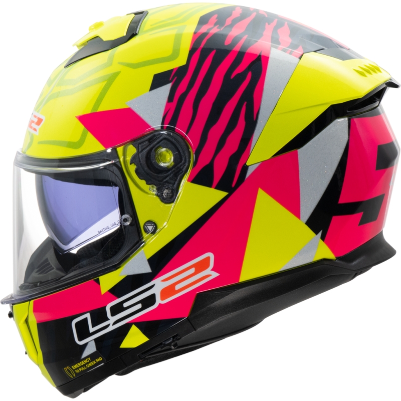 Motociklistička kaciga koja pokriva cijelo lice LS2 FF808 Stream II Tiger fluo žuto-ružičasta