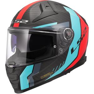 Motociklistička kaciga koja pokriva cijelo lice LS2 FF811 Vector II C Grid crveno-tirkizna