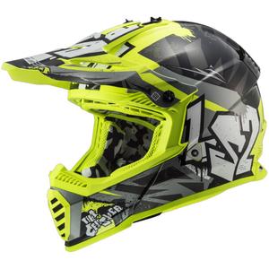 Dječja kaciga za motocross LS2 MX437 Fast EVO Mini Crusher crno-žuta