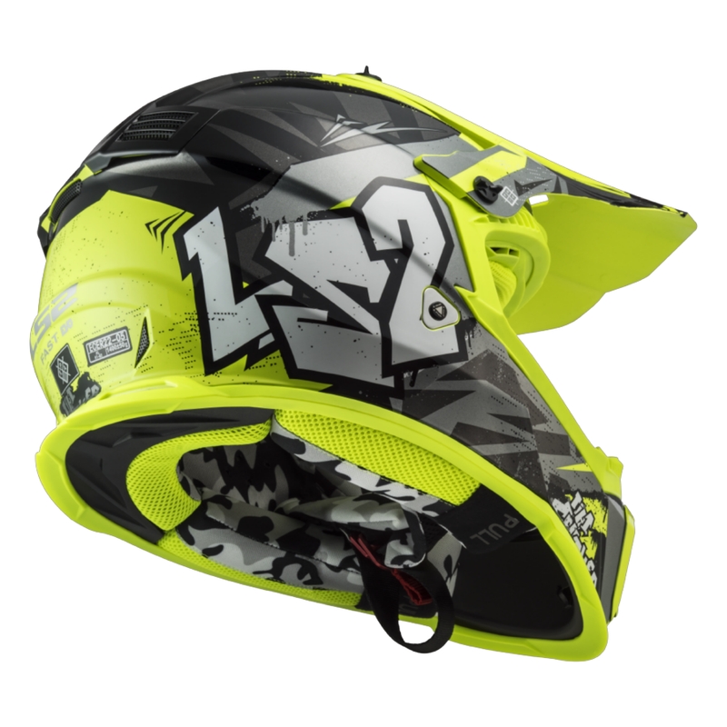 Dječja kaciga za motocross LS2 MX437 Fast EVO Mini Crusher crno-žuta