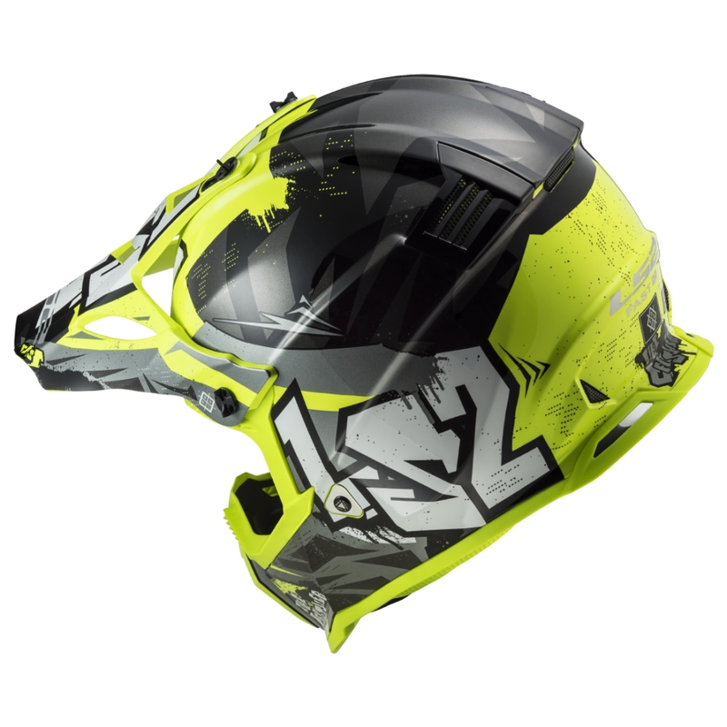 Dječja kaciga za motocross LS2 MX437 Fast EVO Mini Crusher crno-žuta