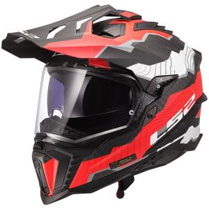 Enduro motociklistička kaciga LS2 MX701 Explorer C Trick bijelo-crvena