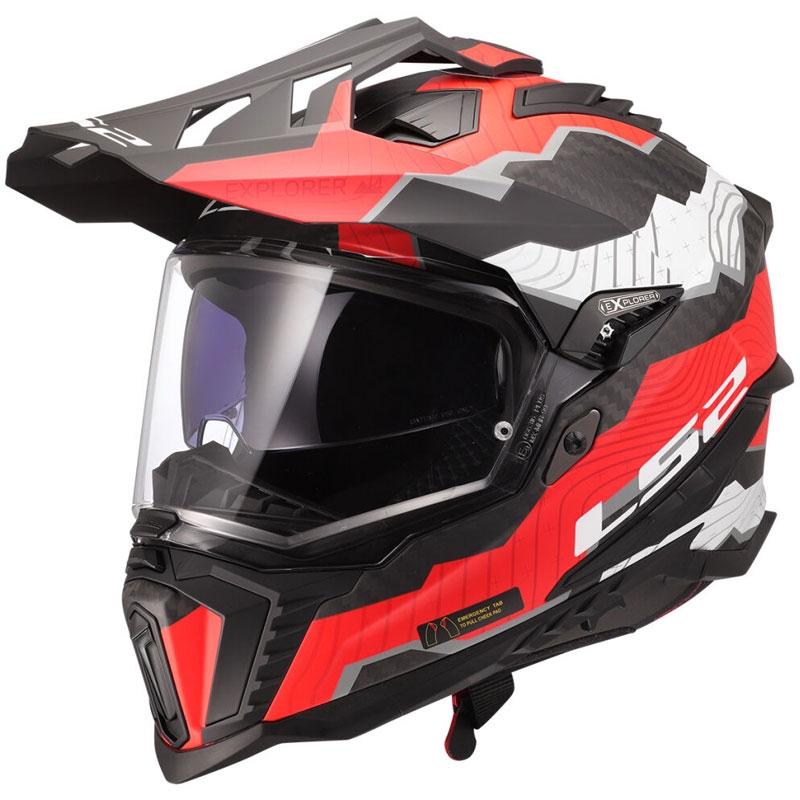 Enduro motociklistička kaciga LS2 MX701 Explorer C Trick bijelo-crvena