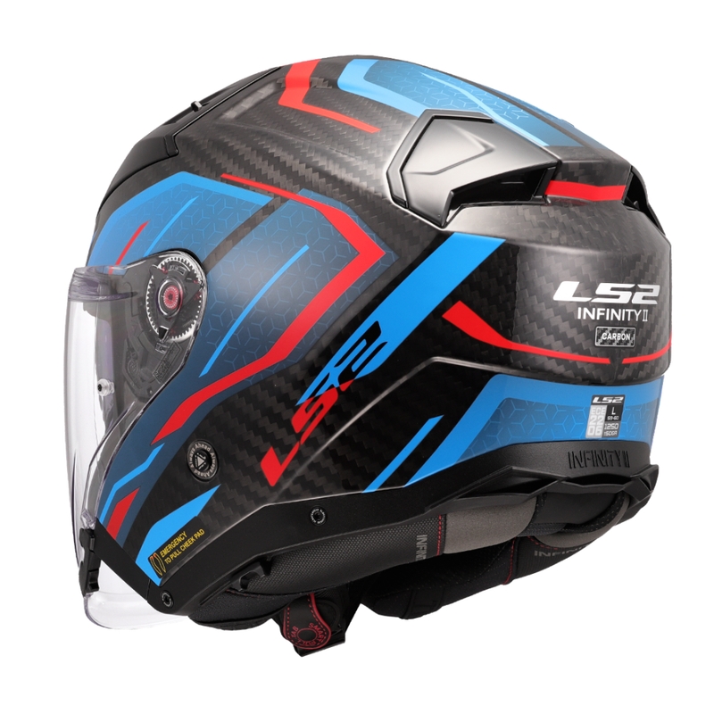 Otvorena motociklistička kaciga LS2 OF603 Infinity II C Urus plavo-crvena