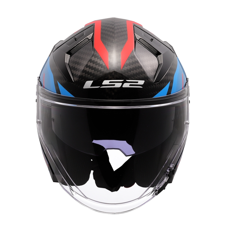 Otvorena motociklistička kaciga LS2 OF603 Infinity II C Urus plavo-crvena