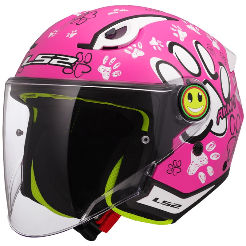 Dječja otvorena motoristička kaciga LS2 OF622 Funny II Paws roza
