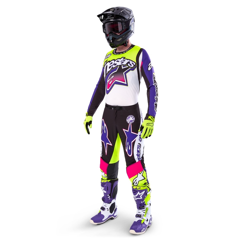 Alpinestars Supertech SX motocross dres limitirano izdanje Dirt Studios bijelo-ljubičasto-ružičasto-fluo žuto