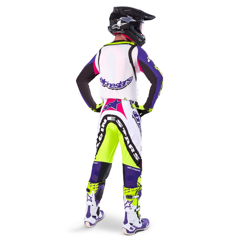 Alpinestars Supertech SX motocross dres limitirano izdanje Dirt Studios bijelo-ljubičasto-ružičasto-fluo žuto