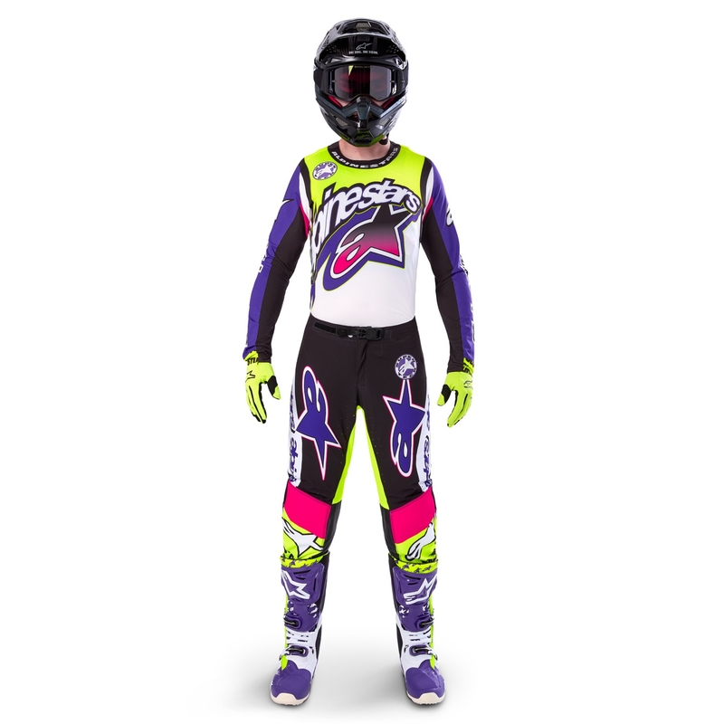 Alpinestars Supertech SX motocross dres limitirano izdanje Dirt Studios bijelo-ljubičasto-ružičasto-fluo žuto