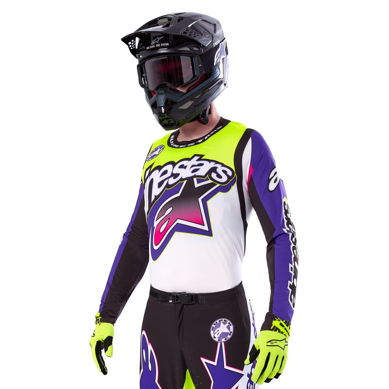 Alpinestars Supertech SX motocross dres limitirano izdanje Dirt Studios bijelo-ljubičasto-ružičasto-fluo žuto