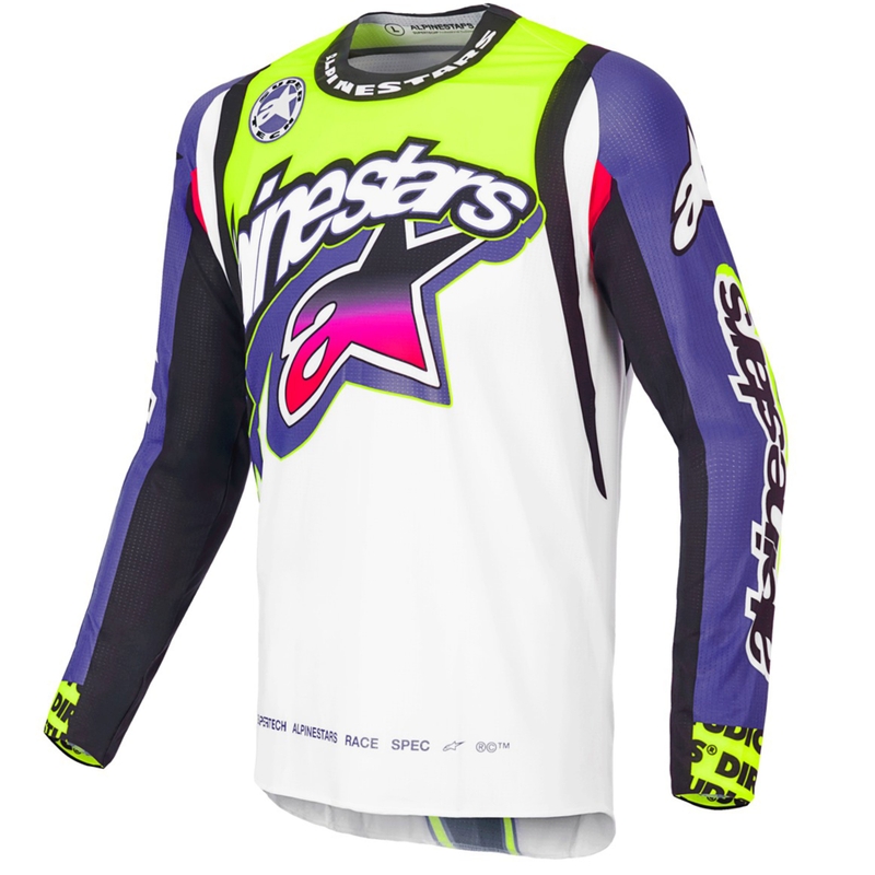 Alpinestars Supertech SX motocross dres limitirano izdanje Dirt Studios bijelo-ljubičasto-ružičasto-fluo žuto