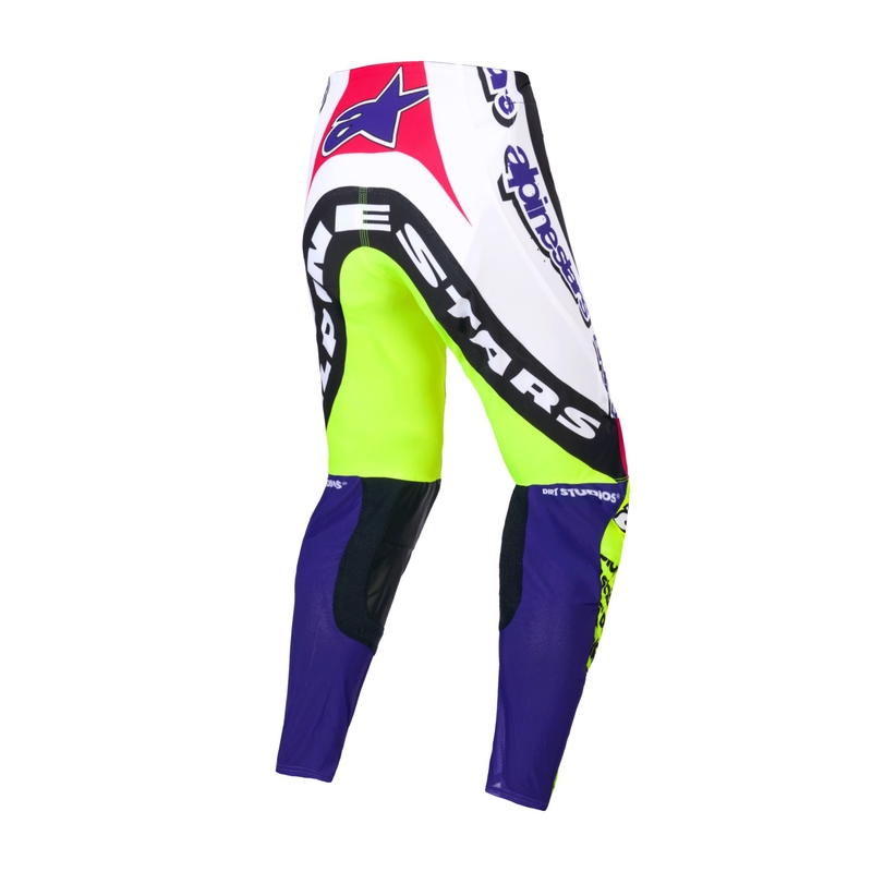 Alpinestars Supertech motocross hlače ograničeno izdanje Dirt Studios bijelo-ljubičasto-ružičasto-fluo žuto