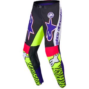 Alpinestars Supertech motocross hlače ograničeno izdanje Dirt Studios bijelo-ljubičasto-ružičasto-fluo žuto