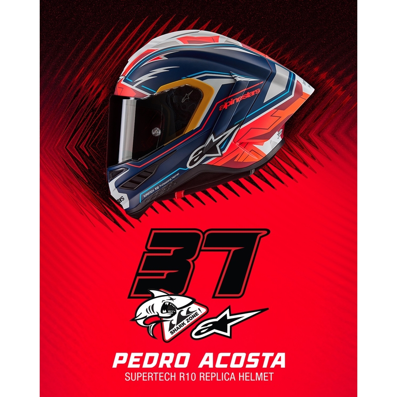 Alpinestars Supertech R-10 Limited Edition Pedro Acosta motociklistička kaciga s punim licem Mat plavo-crveno-bijela