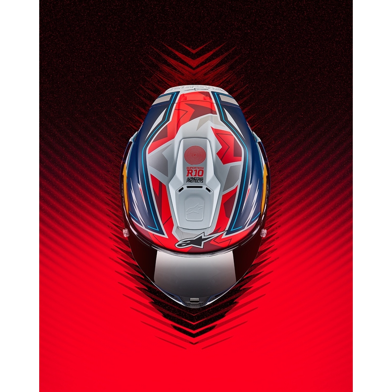 Alpinestars Supertech R-10 Limited Edition Pedro Acosta motociklistička kaciga s punim licem Mat plavo-crveno-bijela