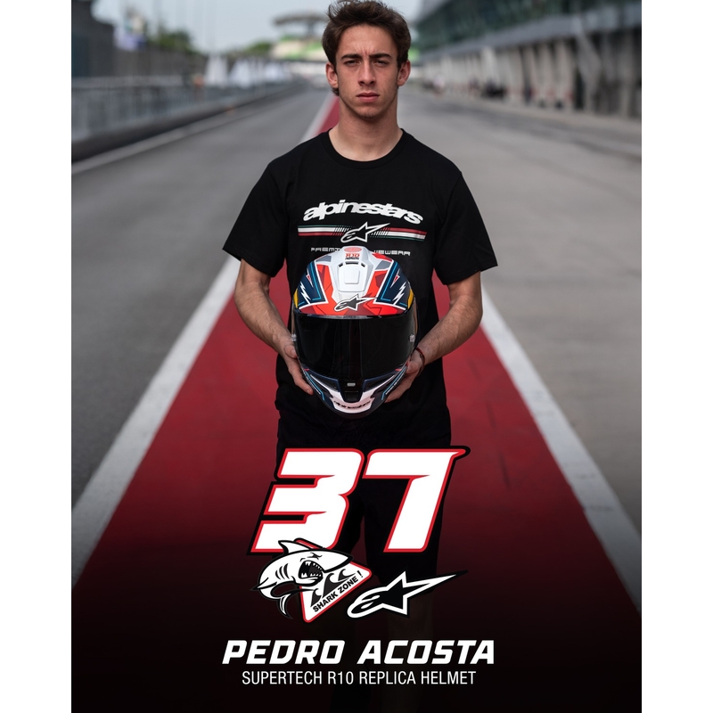 Alpinestars Supertech R-10 Limited Edition Pedro Acosta motociklistička kaciga s punim licem Mat plavo-crveno-bijela